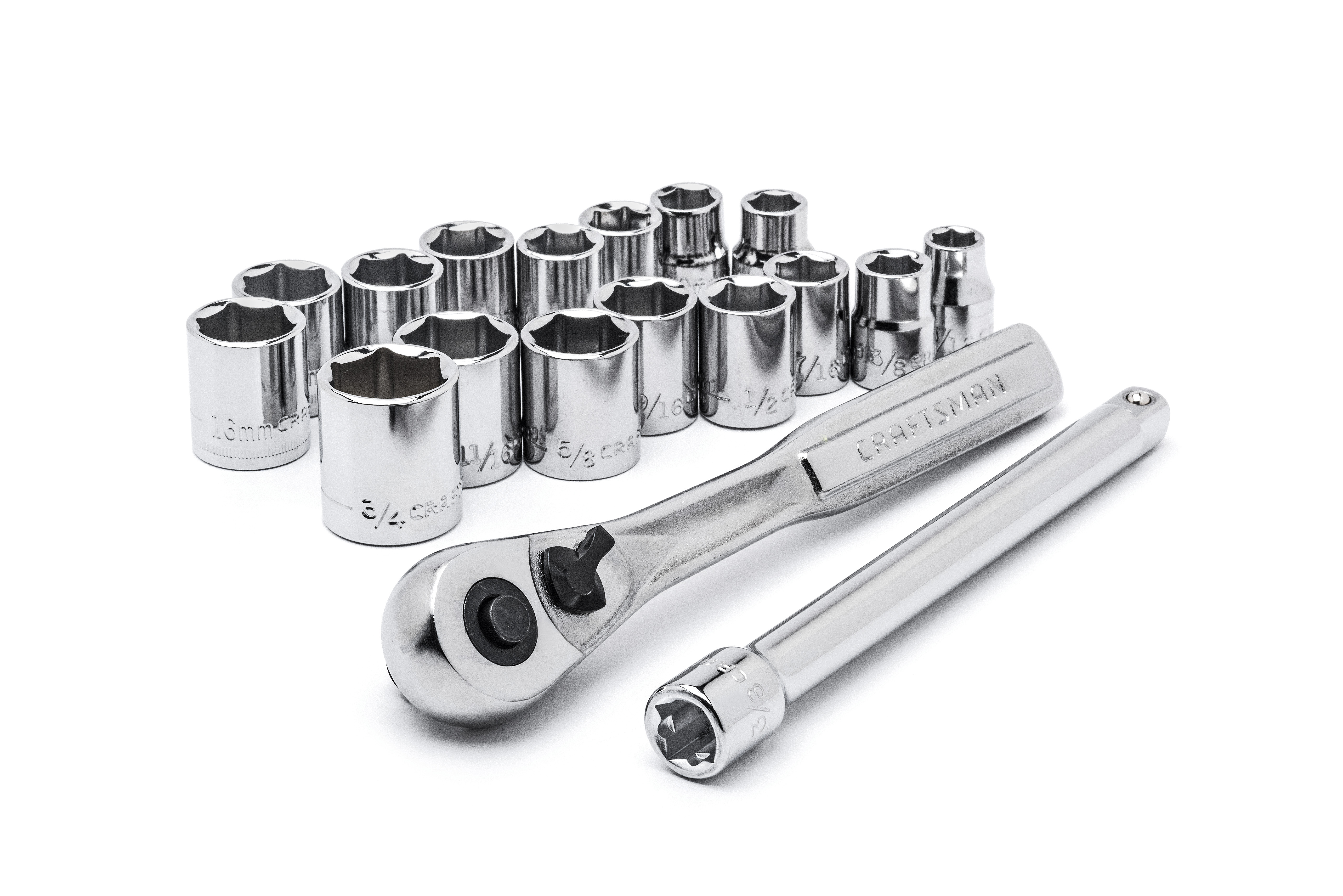 Craftsman 18 pc. 3/8" Drive 6 pt. Standard & Metric Socket Wrench Set