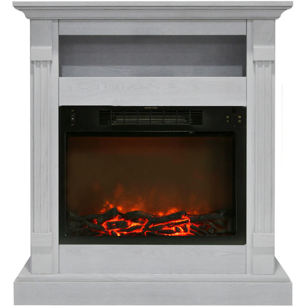 Cambridge Sienna Fireplace Mantel with Electronic Fireplace Insert, White