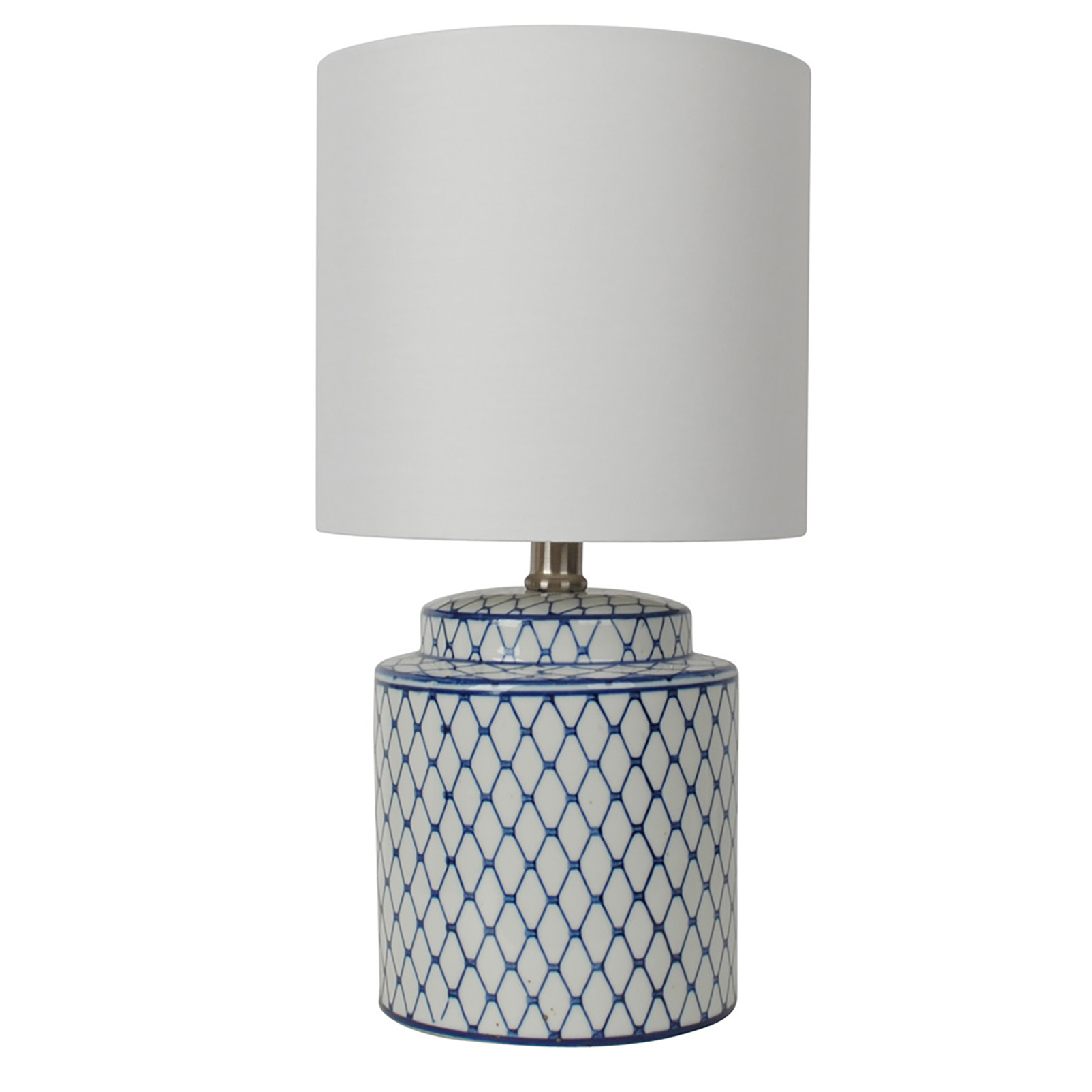 Essential Home Kinship Collection 15.5&#8221; x 8&#8221; Blue Diamond Ceramic Accent Lamp