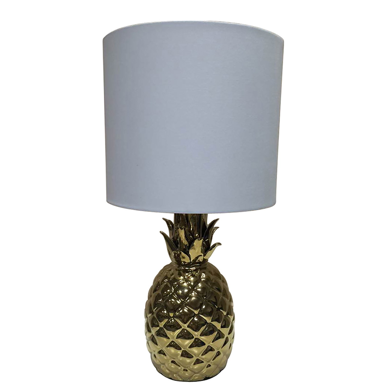 Essential Home Psycotropical Collection 17&#8221; x 8.5&#8221; Gold Ceramic Pineapple Accent Lamp With CFL Bulb