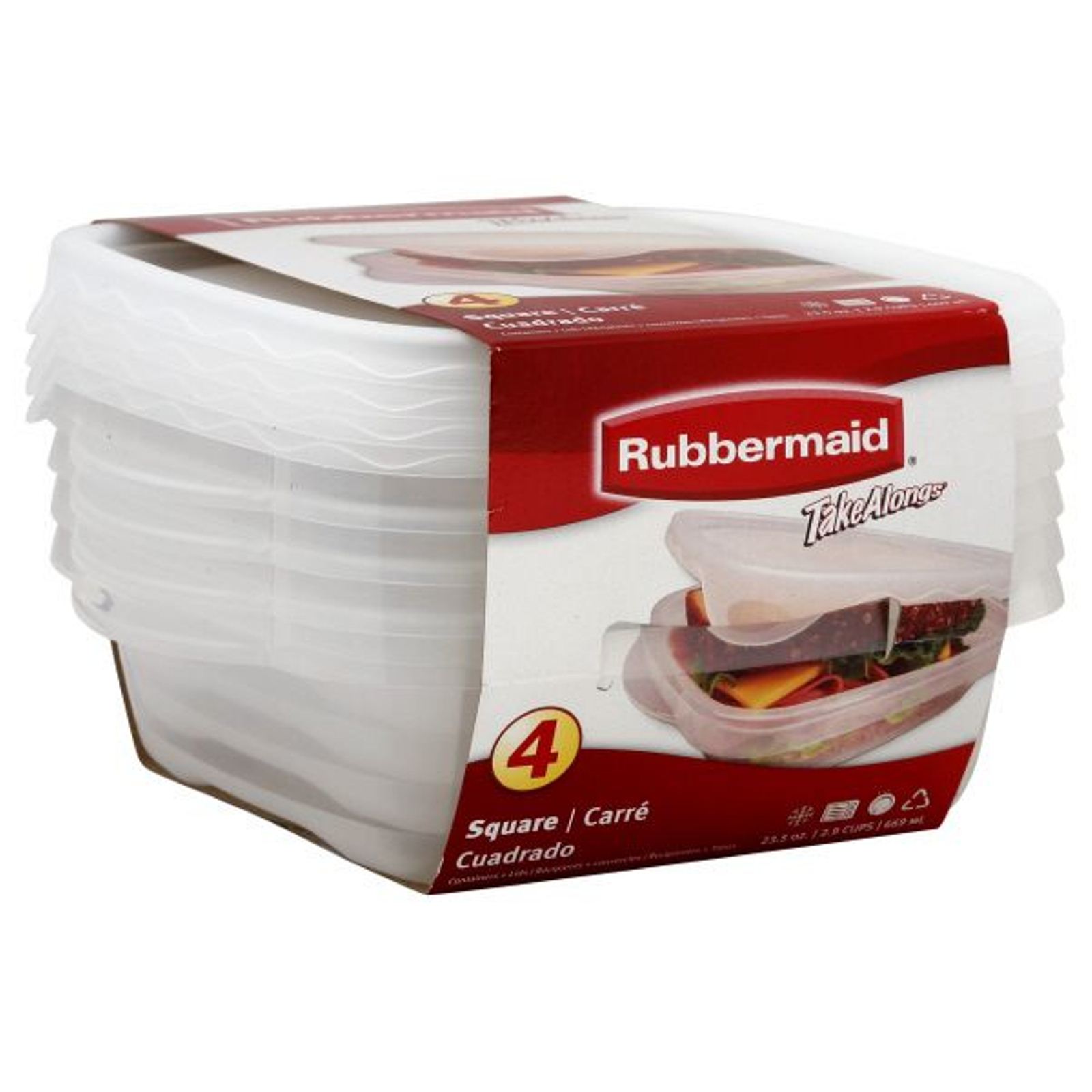 Rubbermaid TakeAlongs 4-Pack Square Food Containers