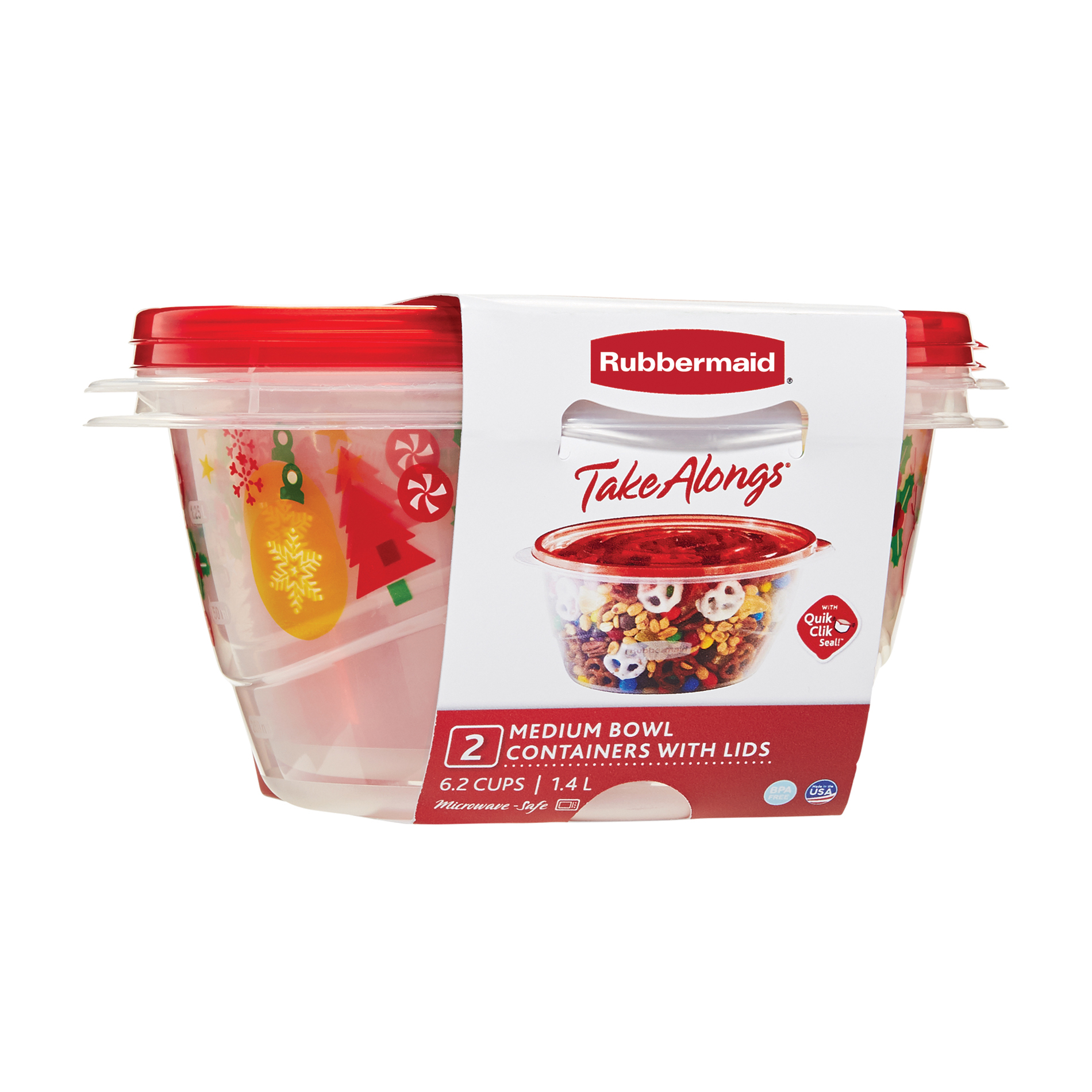 Rubbermaid 2-Pack Holiday Take Alongs Medium Bowl Containers with Lids - Snow