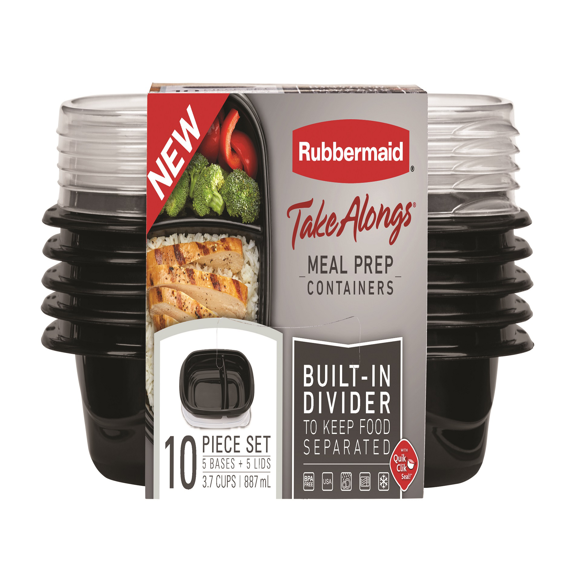 Rubbermaid Take Alongs 10 pc. Meal Prep Containers - Black