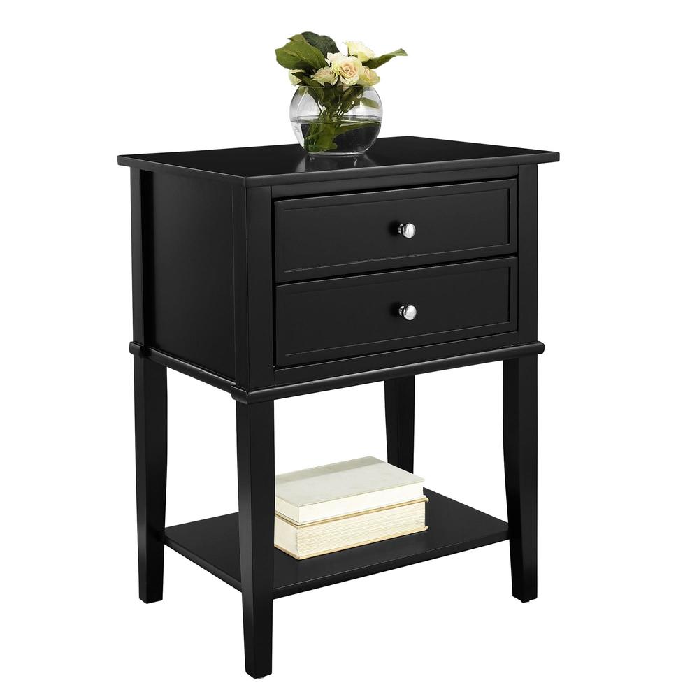 Dorel Franklin Black Accent Table with 2 Drawers