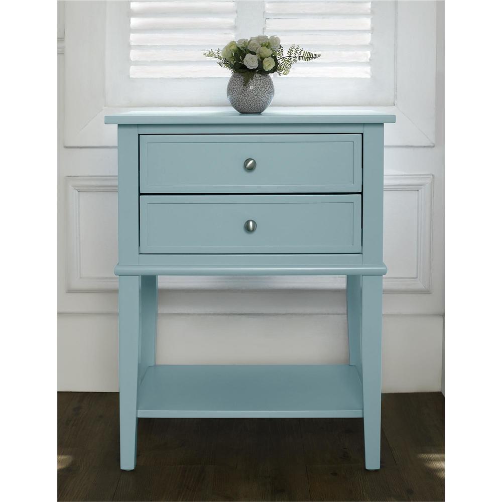 Dorel Franklin Blue Accent Table with 2 Drawers