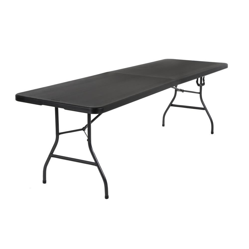 Cosco Home and Office Products Black  Deluxe 8 foot x 30 inch Fold-in-Half Blow Molded Folding Table