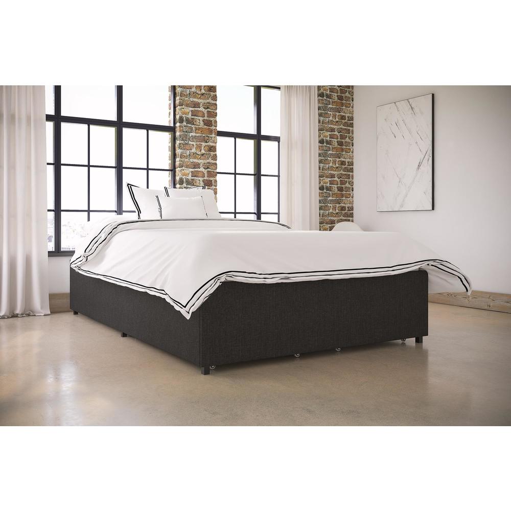 Dorel Home Furnishings Maven Grey Linen Full Platform Bed with Storage