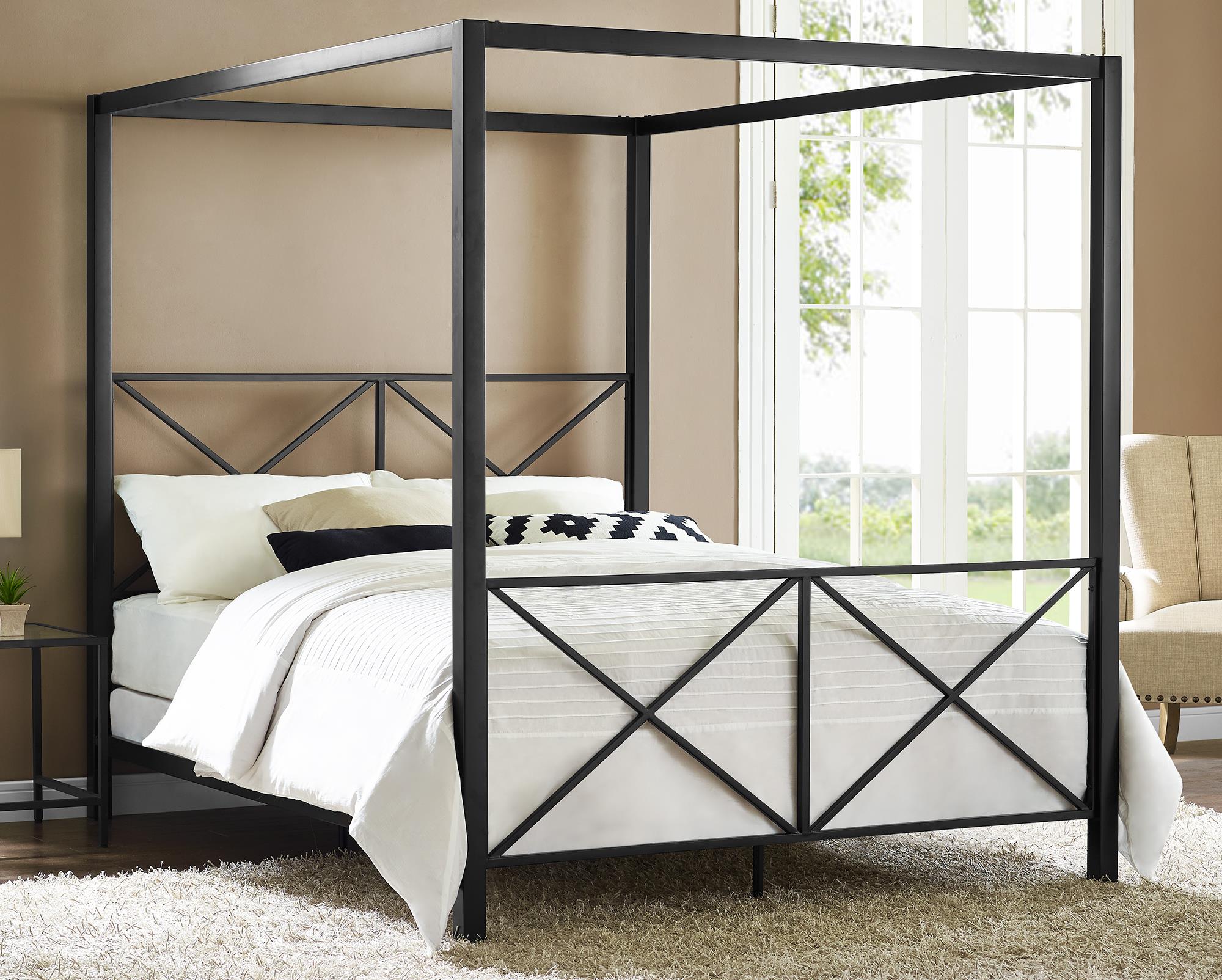 Dorel Rosedale Black Metal Canopy Queen Bed Dorel Rosedale Black Metal Canopy Queen Bed