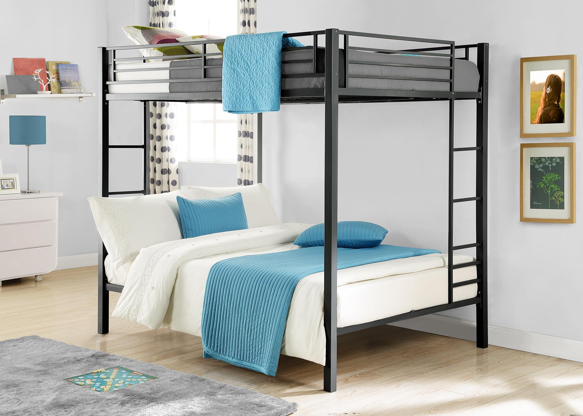 Dorel Black Full Over Metal Bunk Bed, Black Full Size Bunk Beds