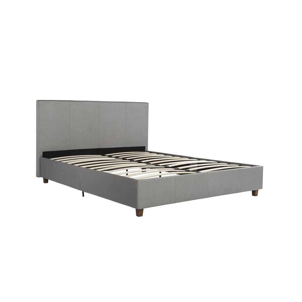 Dorel Home Furnishings Milo Grey Linen Upholstered Bed, Queen