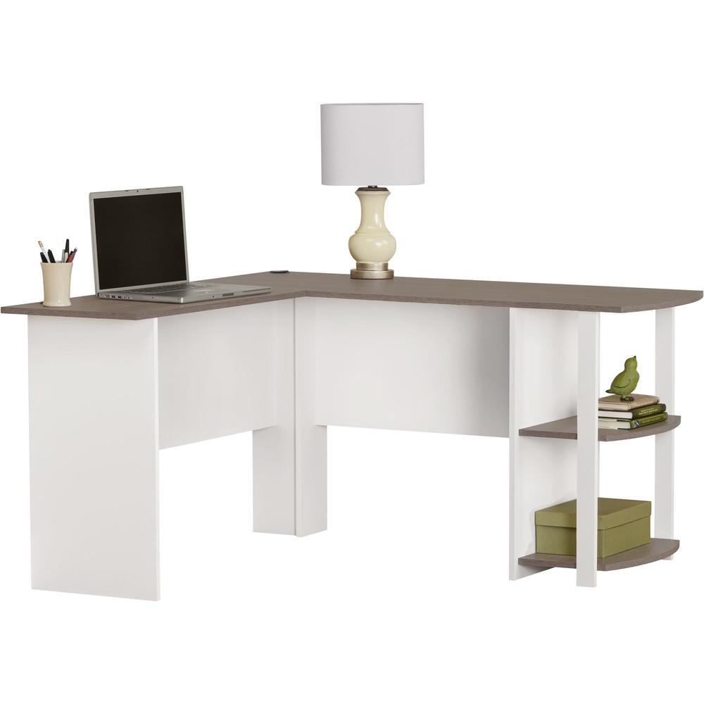 Dorel Home Furnishings Dakota White/Sonoma Oak L-Shaped Desk with Bookshelves