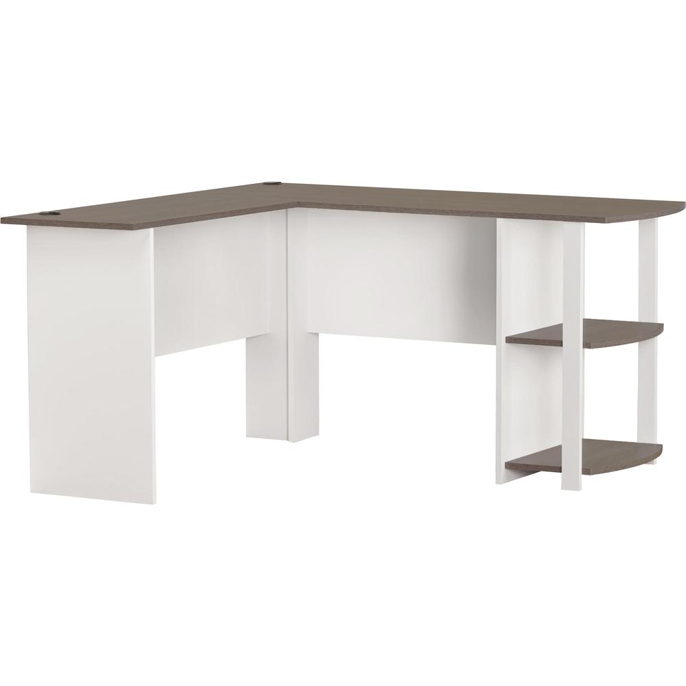 Dorel Home Furnishings Dakota White/Sonoma Oak L-Shaped Desk with Bookshelves