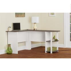 Dorel Home Furnishings Ameriwood Home Dakota L-Shaped Desk with Bookshelves, White/ Sonoma Oak