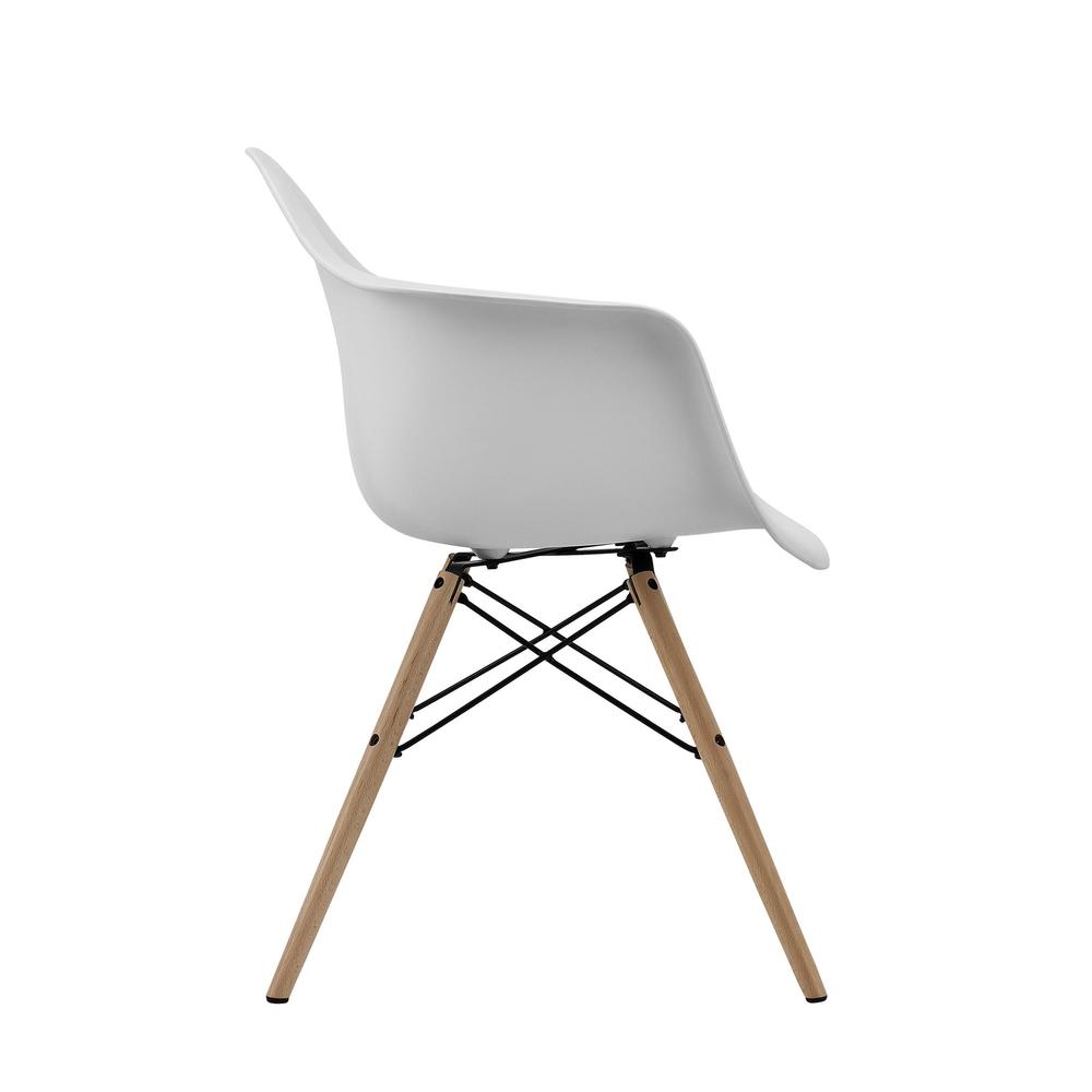 Dorel Home Furnishings Harper , Mid Century Modern Molded Arm Chair with Wood Leg, White