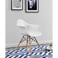 Dorel Home Furnishings Dorel DHP Mid Century Modern Chair with Wood Legs, White