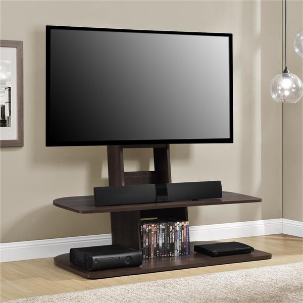 Dorel Home Furnishings Galaxy Dark Walnut TV Stand with Mount