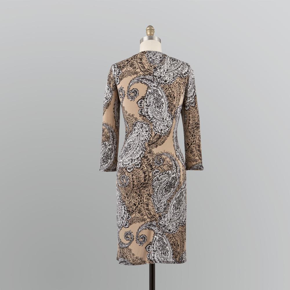 Jaclyn Smith Women's Cowl Neck Paisley Print Dress