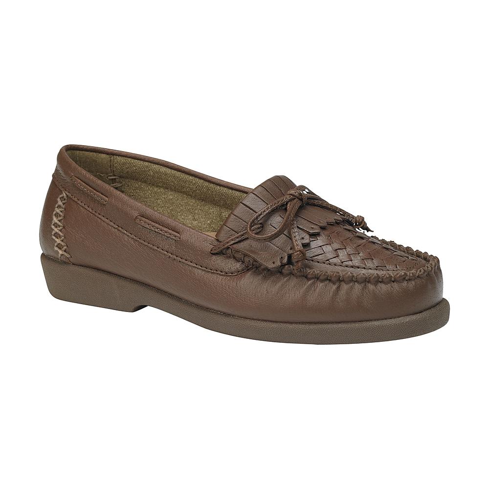 Basic Editions Women's Eloise Leather Moccasin Wide Width - Brown