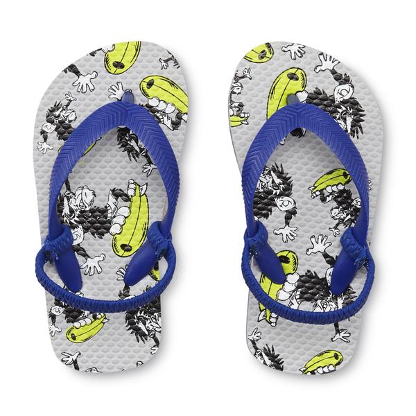 Athletech Toddler Boy's Marny Gray/Monkey-Print Flip-Flop Sandal