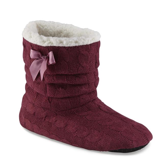 Joe Boxer Women's Cable Knit Bootie Slippers