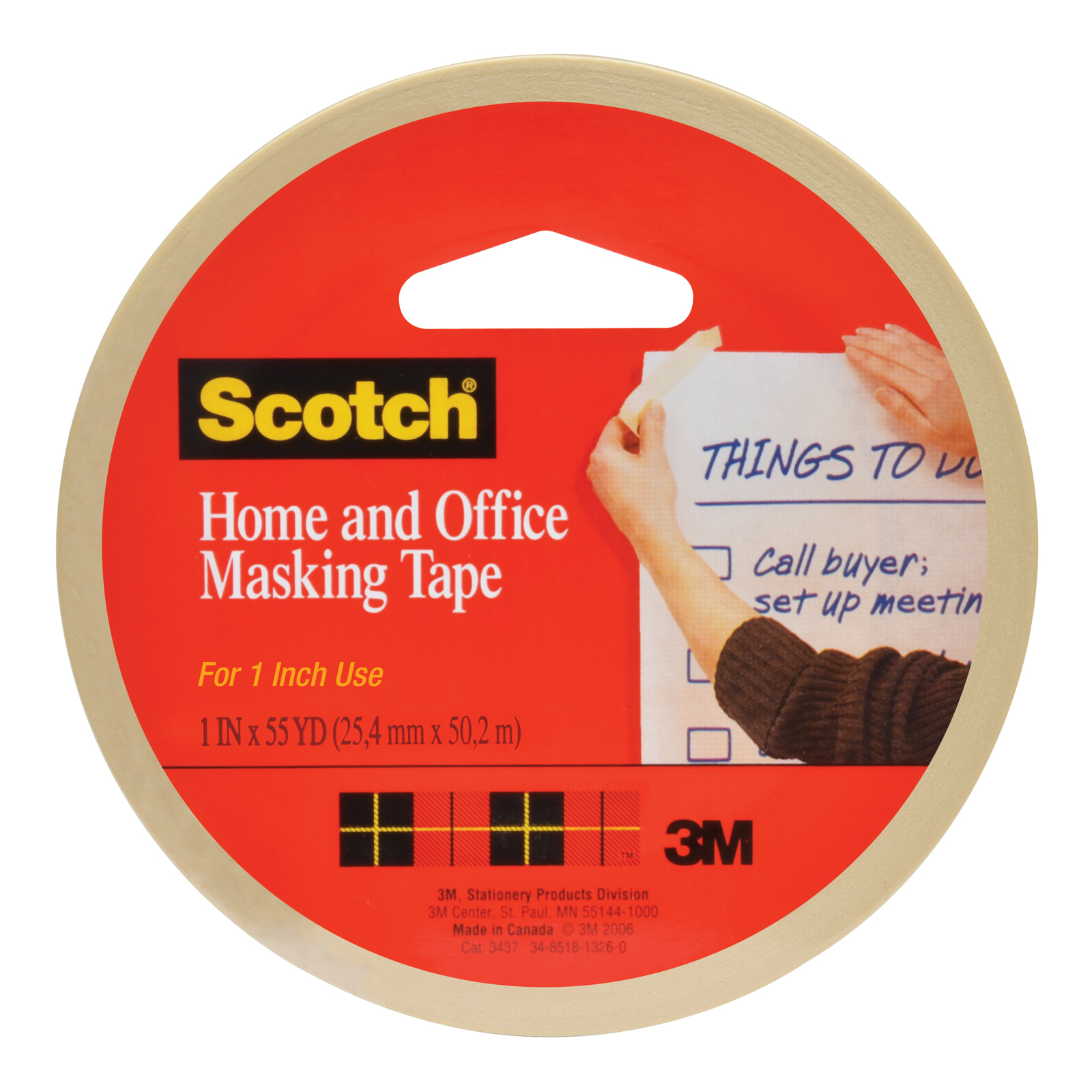 3M 3437 Home and Office Masking Tape 1 in x 55 yd