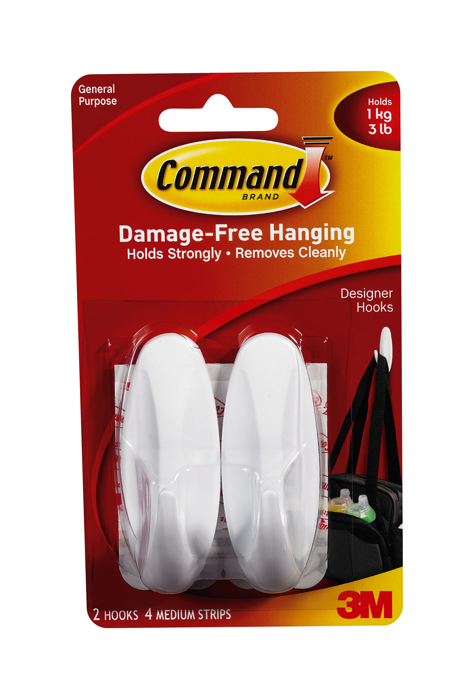 Command Medium Designer Hooks, White, 2 Hooks, 4 Strips Shop Your Way