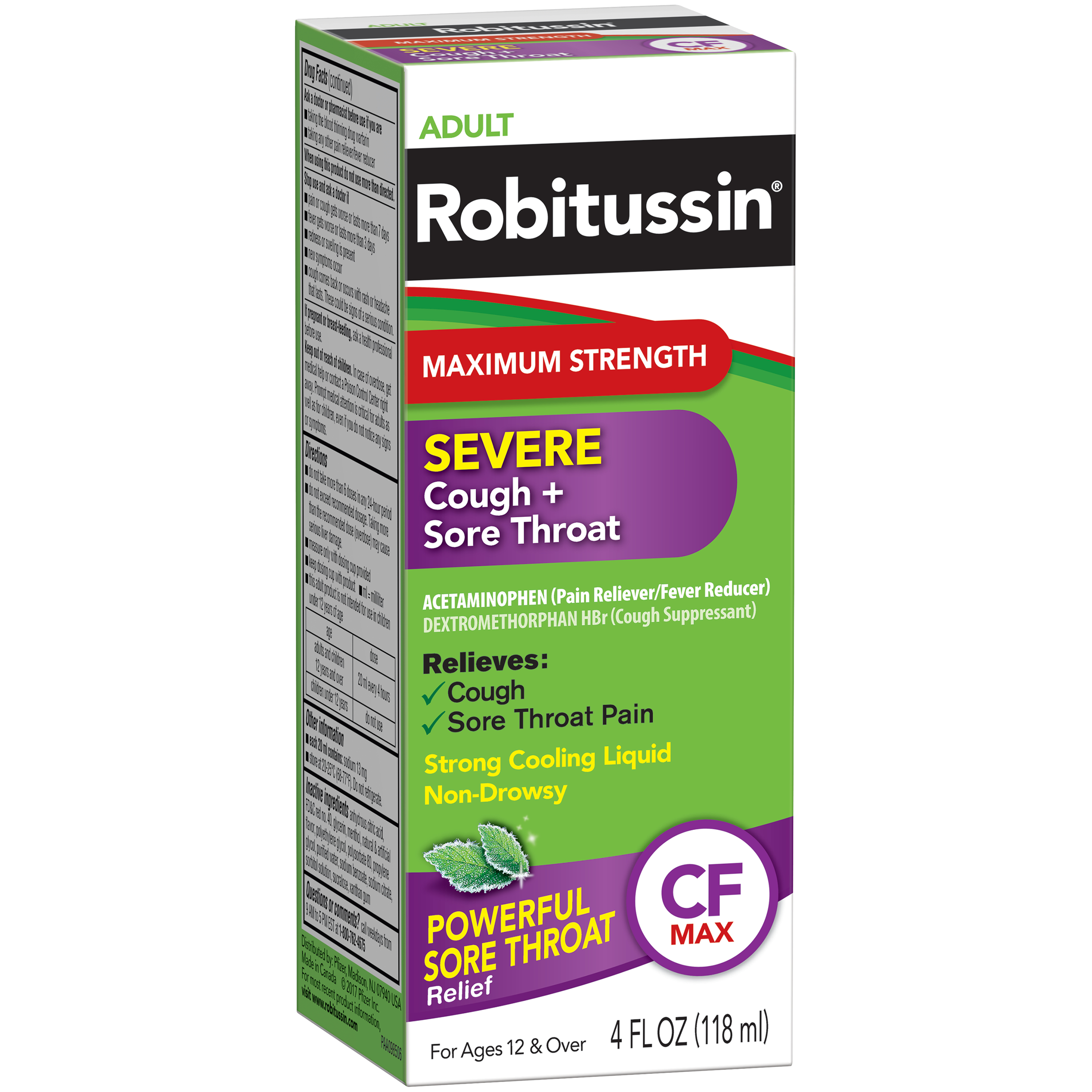 Robitussin Adult  Maximum Strength Severe Cough + Sore Throat Liquid