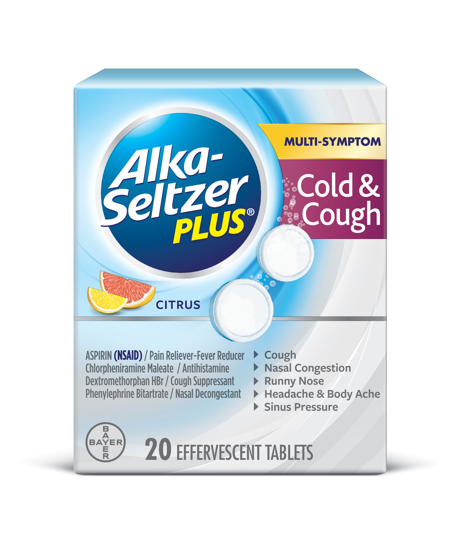 Alka-Seltzer  Plus Multi-Symptom Cold & Cough Effervescent Tablets 20 ct Box