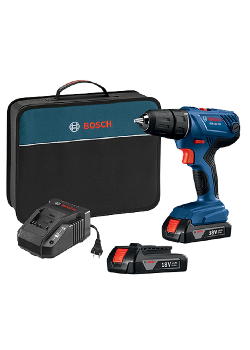 Bosch 18 V Compact 1/2 In. Drill/Driver Kit with (2) 1.5 Ah SlimPack Batteries