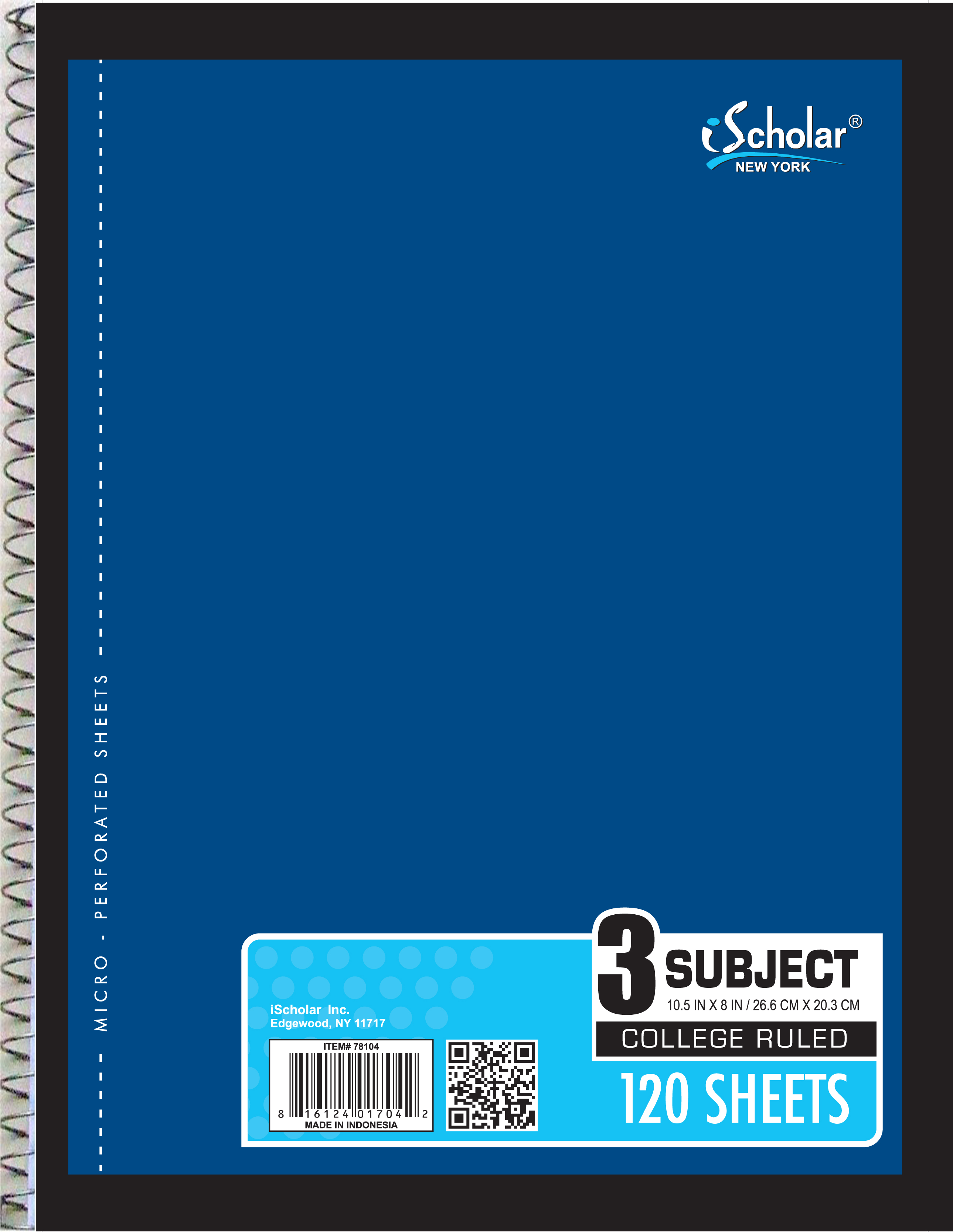 3 Subject College Ruled Theme-book  120 Sheets