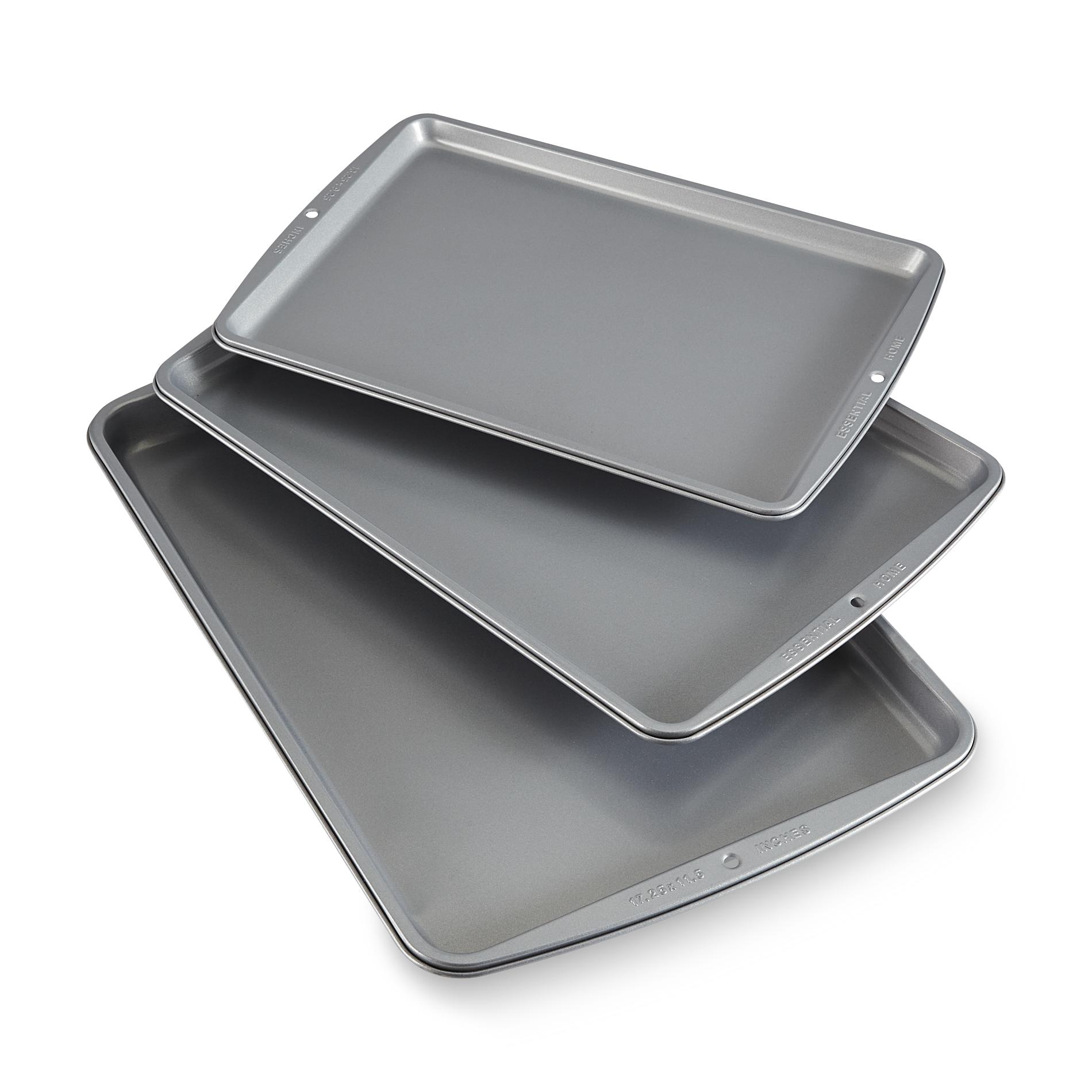 Essential Home 3-Piece Cookie Sheet Set, Gray-2105-9546 Essential Home 3-Piece Cookie Sheet Set, Gray-2105-9546