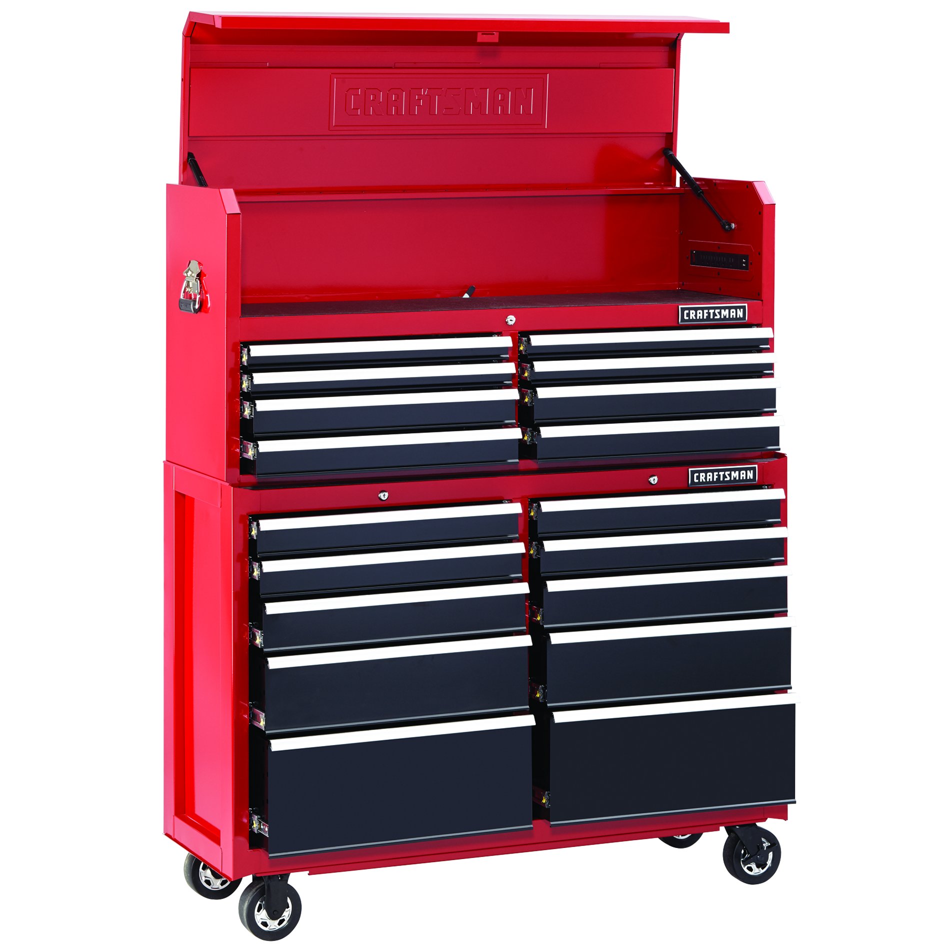Craftsman Craftsman 52 Wide 18 Drawer Soft Close Tool Chest And Rolling Cabinet Combination Red Black Tools Tool Storage Tool Chest Combos