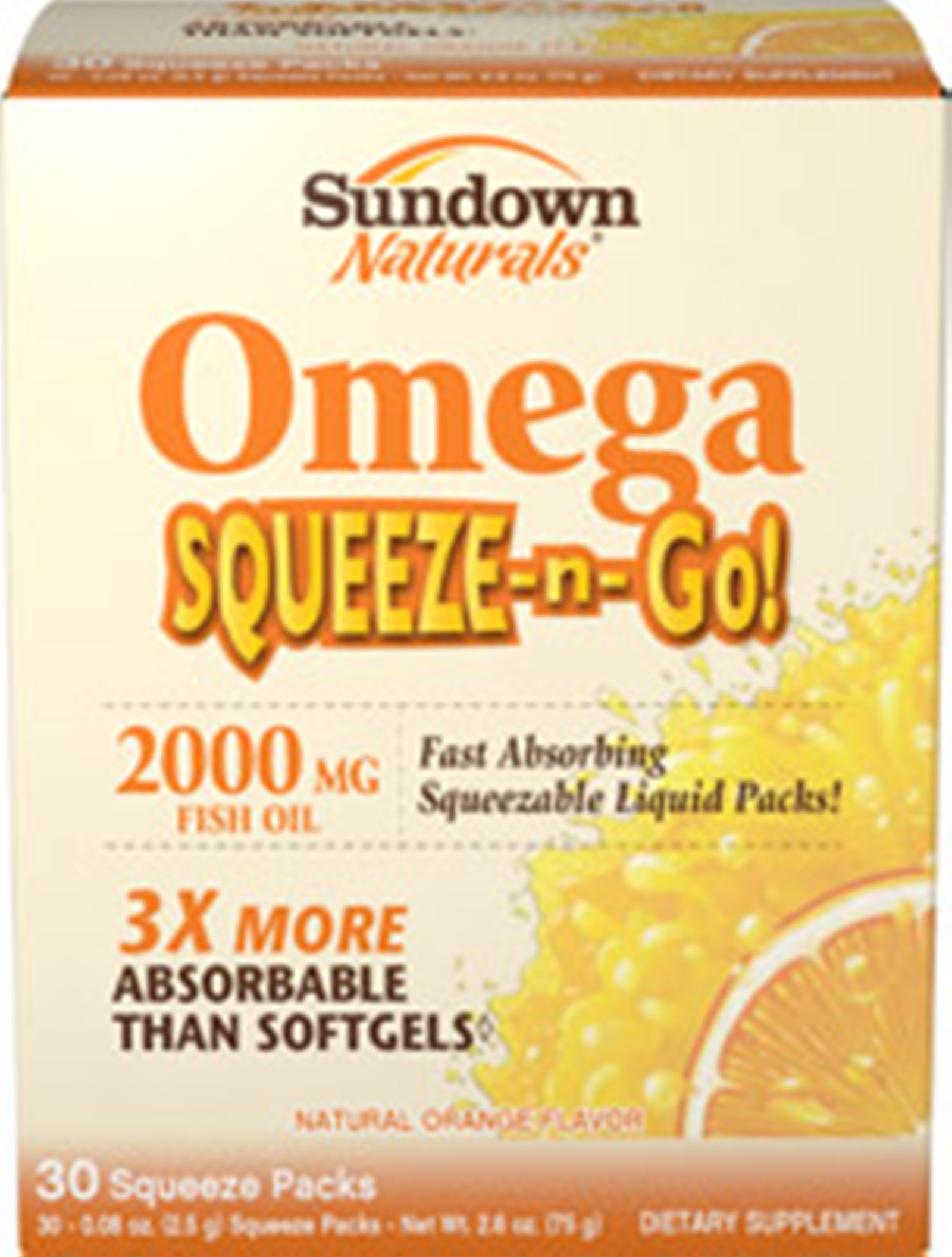 Sundown Naturals Omega To Go Squeeze Packs  30 Ct