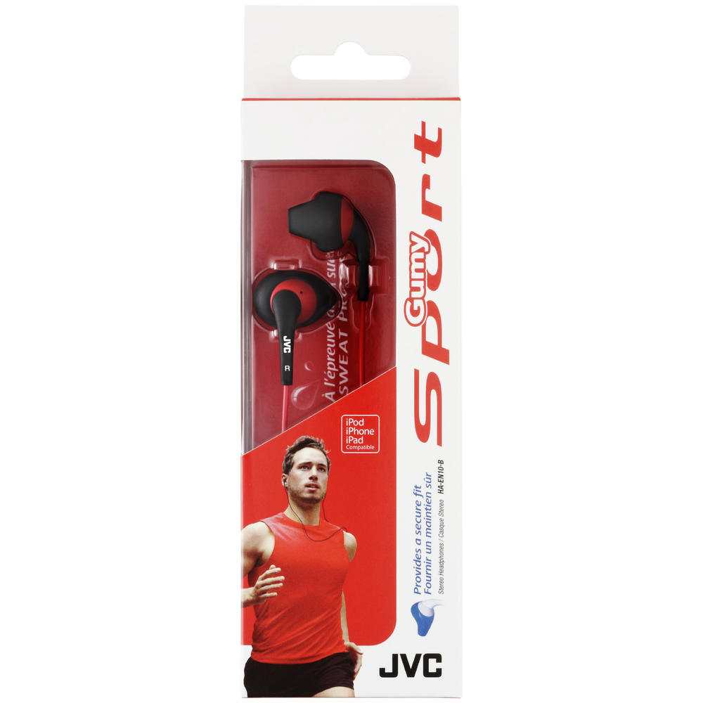 JVC Kenwood HAEN10B Gumy Sport In-Ear Headphones - Black/Red