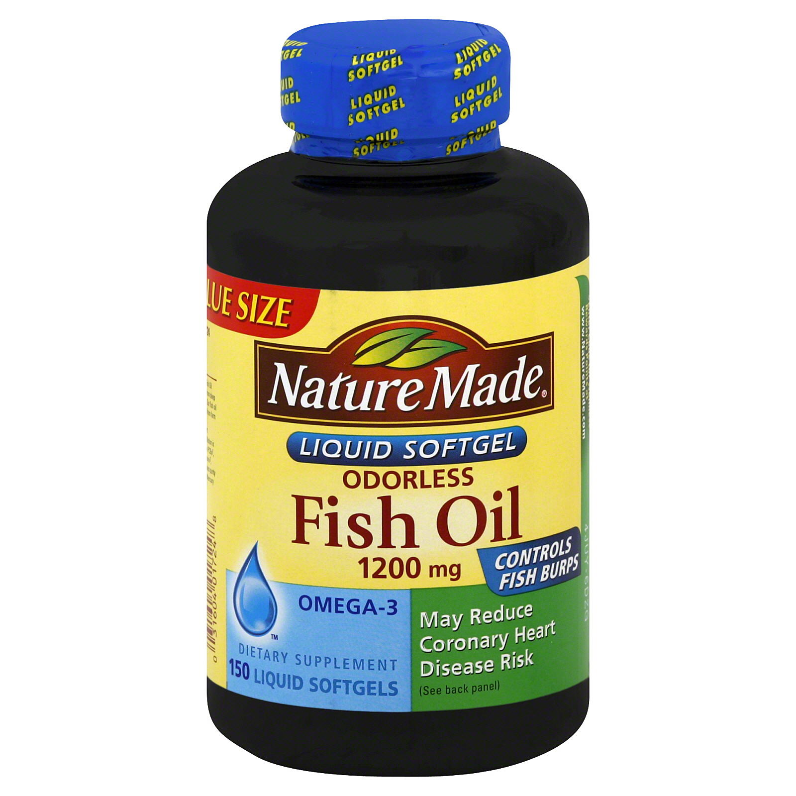 Nature Made Burpless Fish Oil 1200 mg, Value Size, 150 Softgels