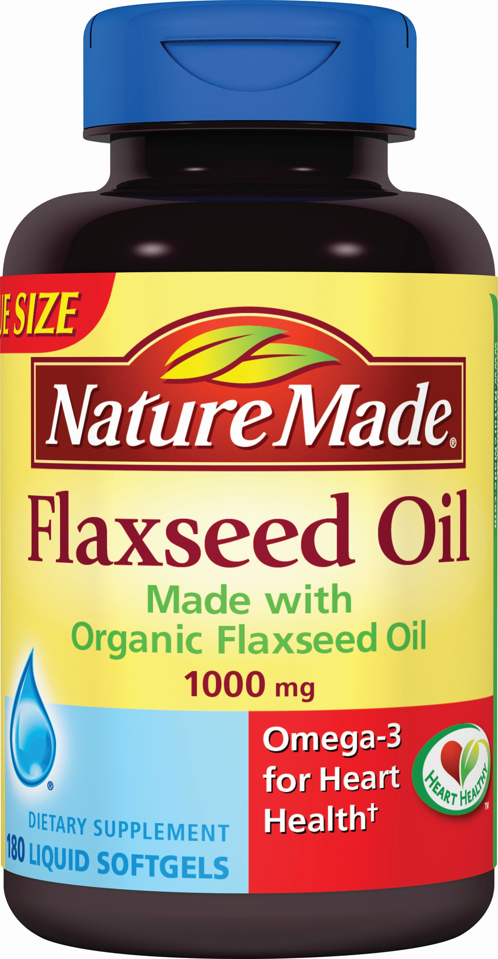 Nature Made Flaxseed Oil 1000 mg, Value Size, 180 Softgels