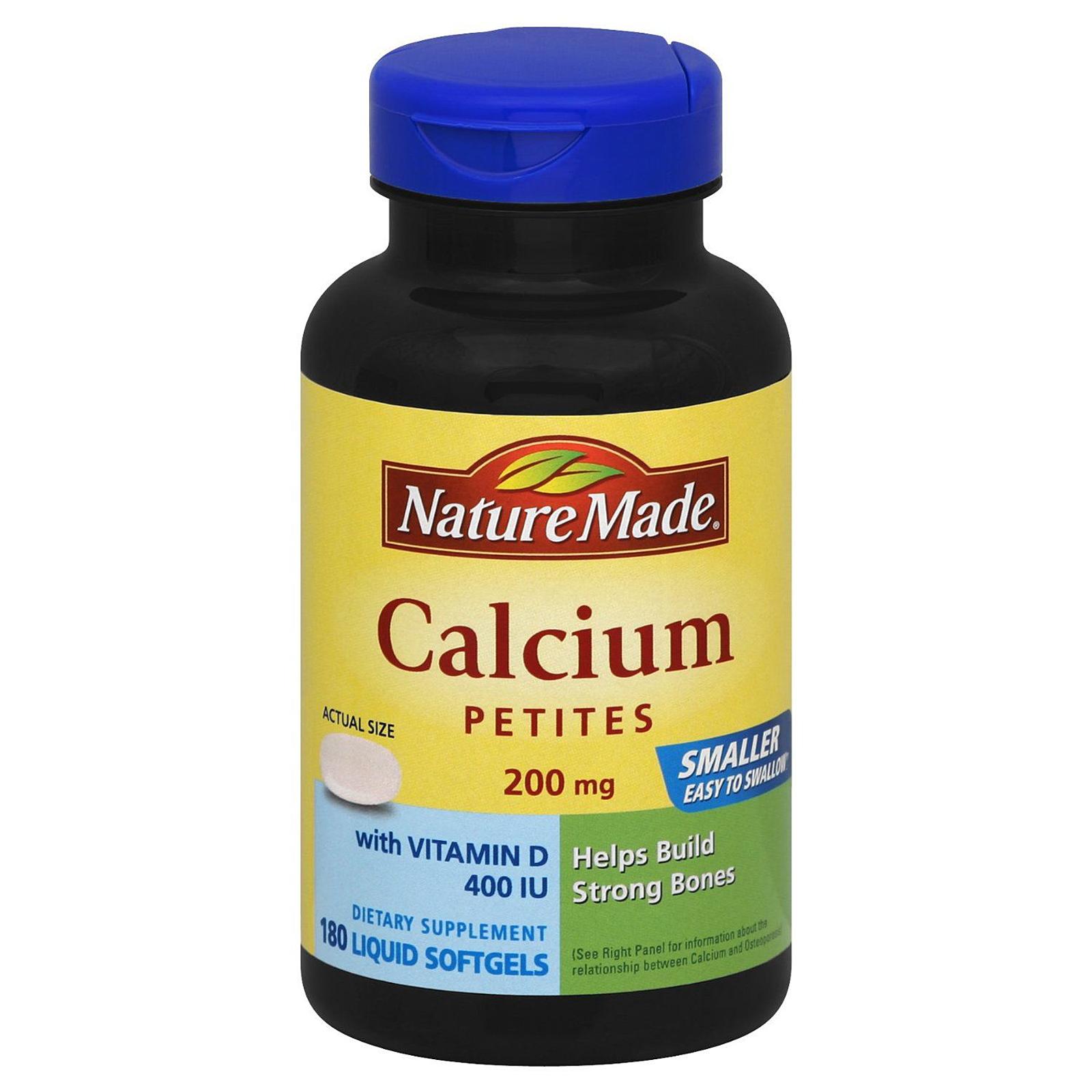 Nature Made Calcium Petites 200 mg with Vitamin D, 180 Softgels