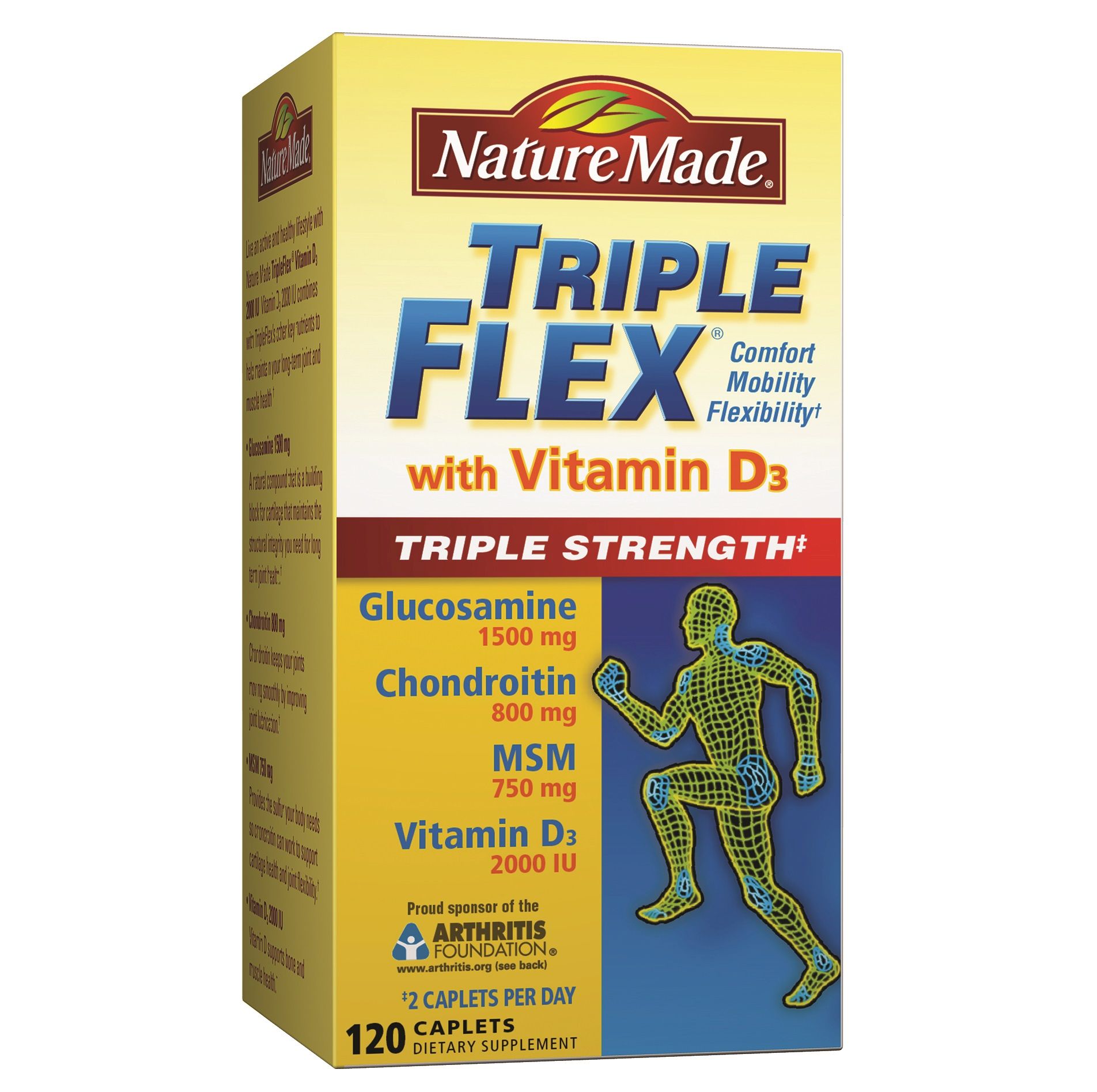 Nature Made Triple Strength TripleFlex with Vitamin D3, 120 Tablets