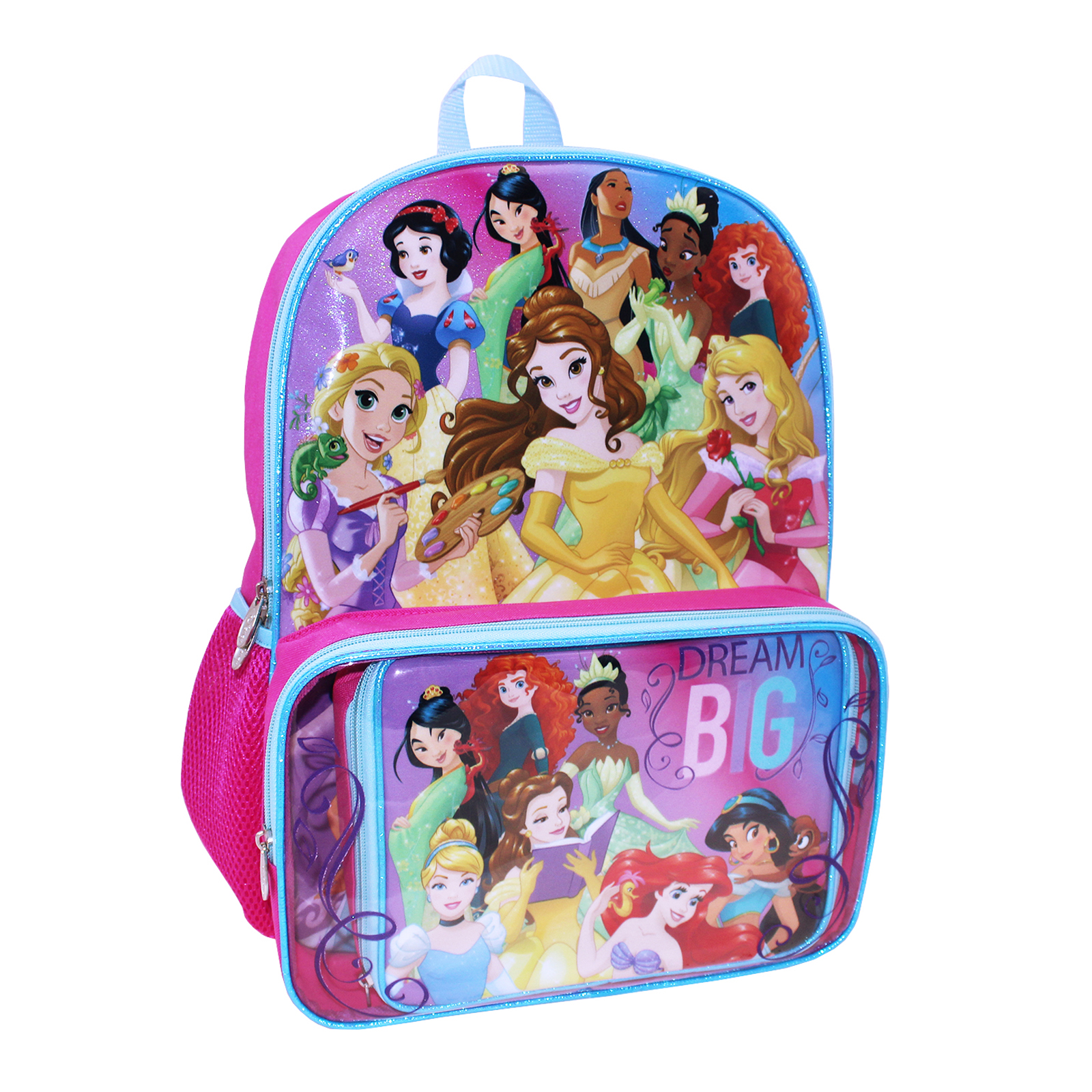 Disney Princess 16" Kids Backpack with Lunch Bag and Clear