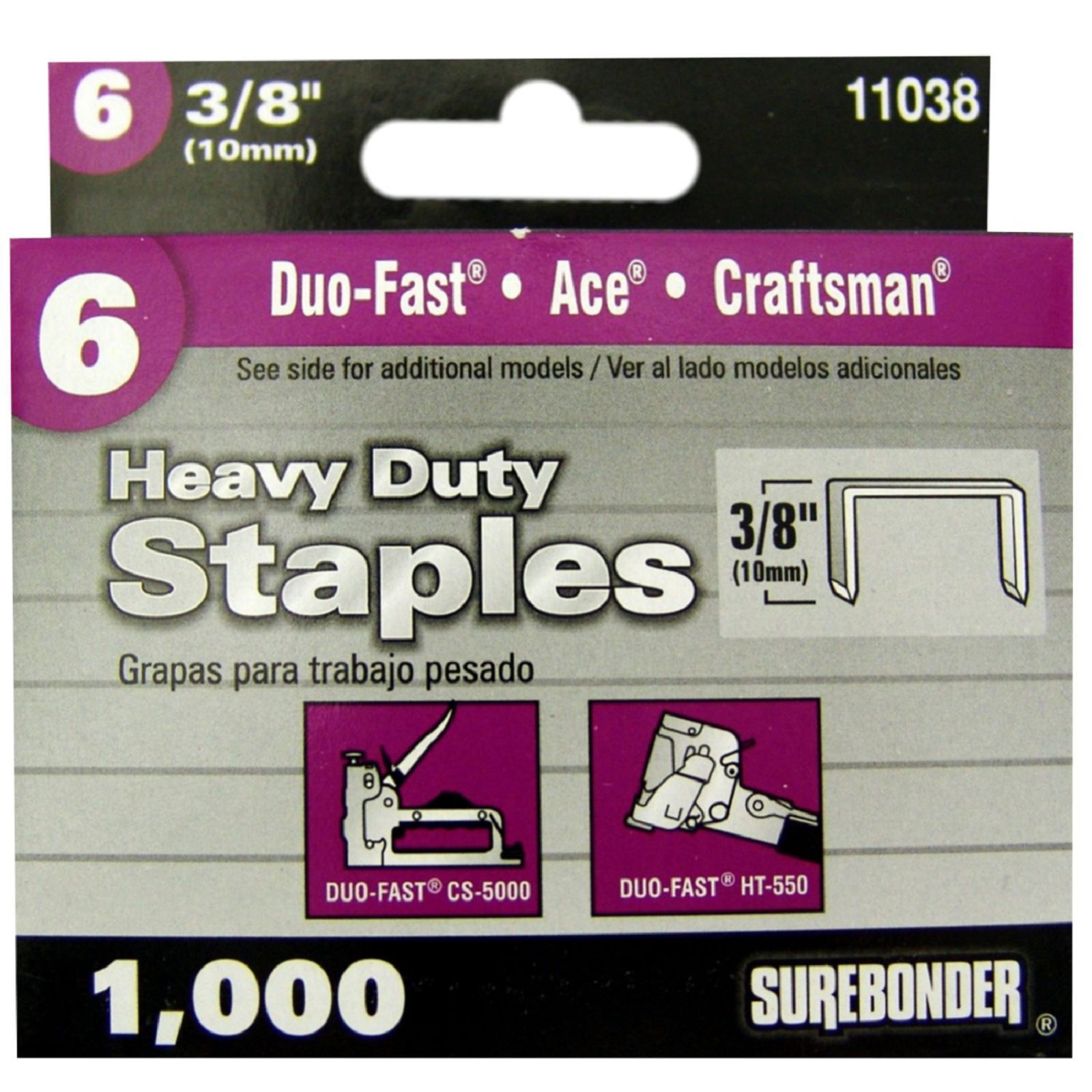 Surebonder 6 HEAVY DUTY WIDE CROWN 3/8" LEG LENGTH STAPLE Shop Your