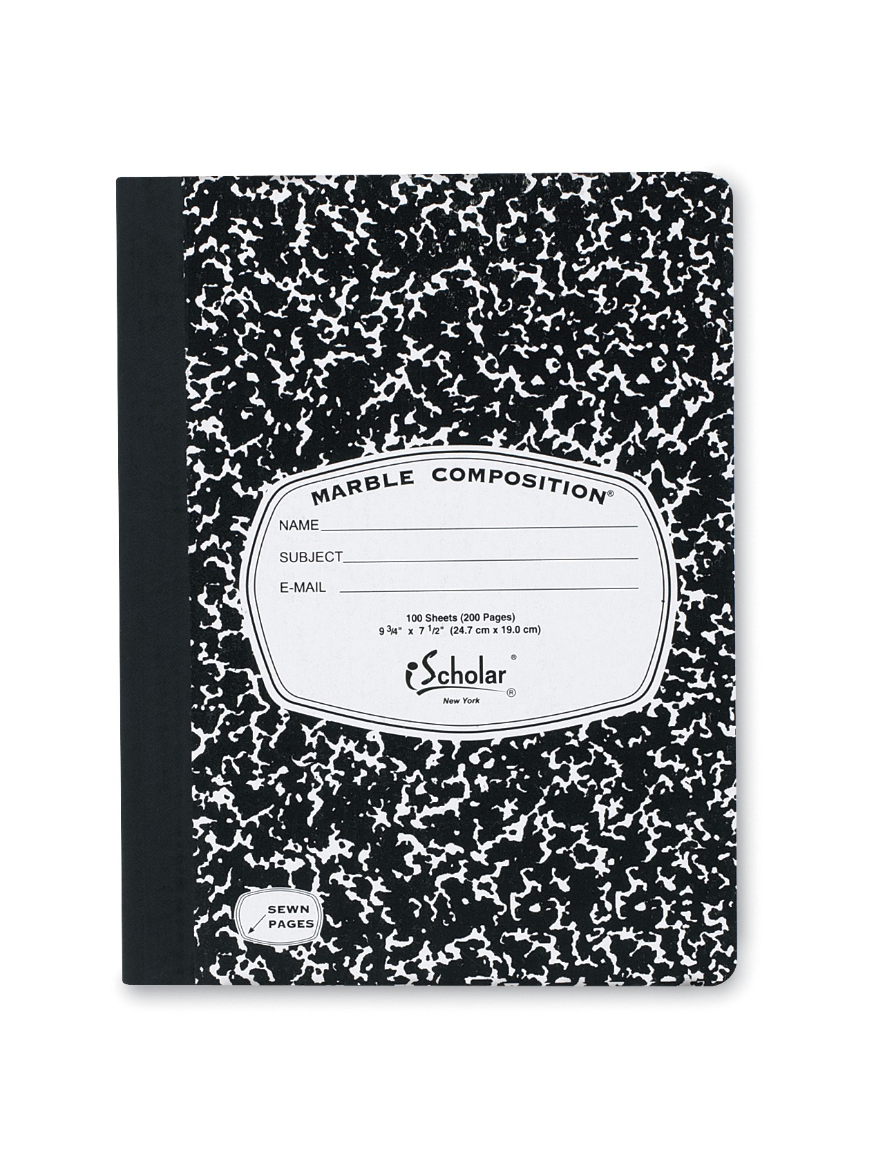 iScholar 10100  Black and White Marble Composition Book