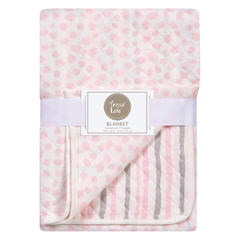 Trend Lab Pink and Gray Cloud Knit Blanket