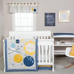 Trend Lab Galaxy 3 Piece Crib Bedding Set, Blue/Gray/Yellow (102689)