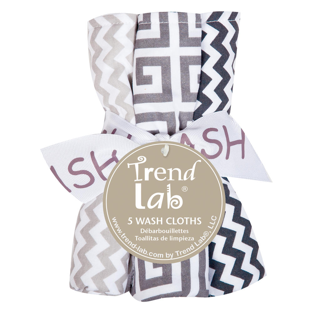 Trend Lab Ombre Gray 5 Pack Wash Cloth Set