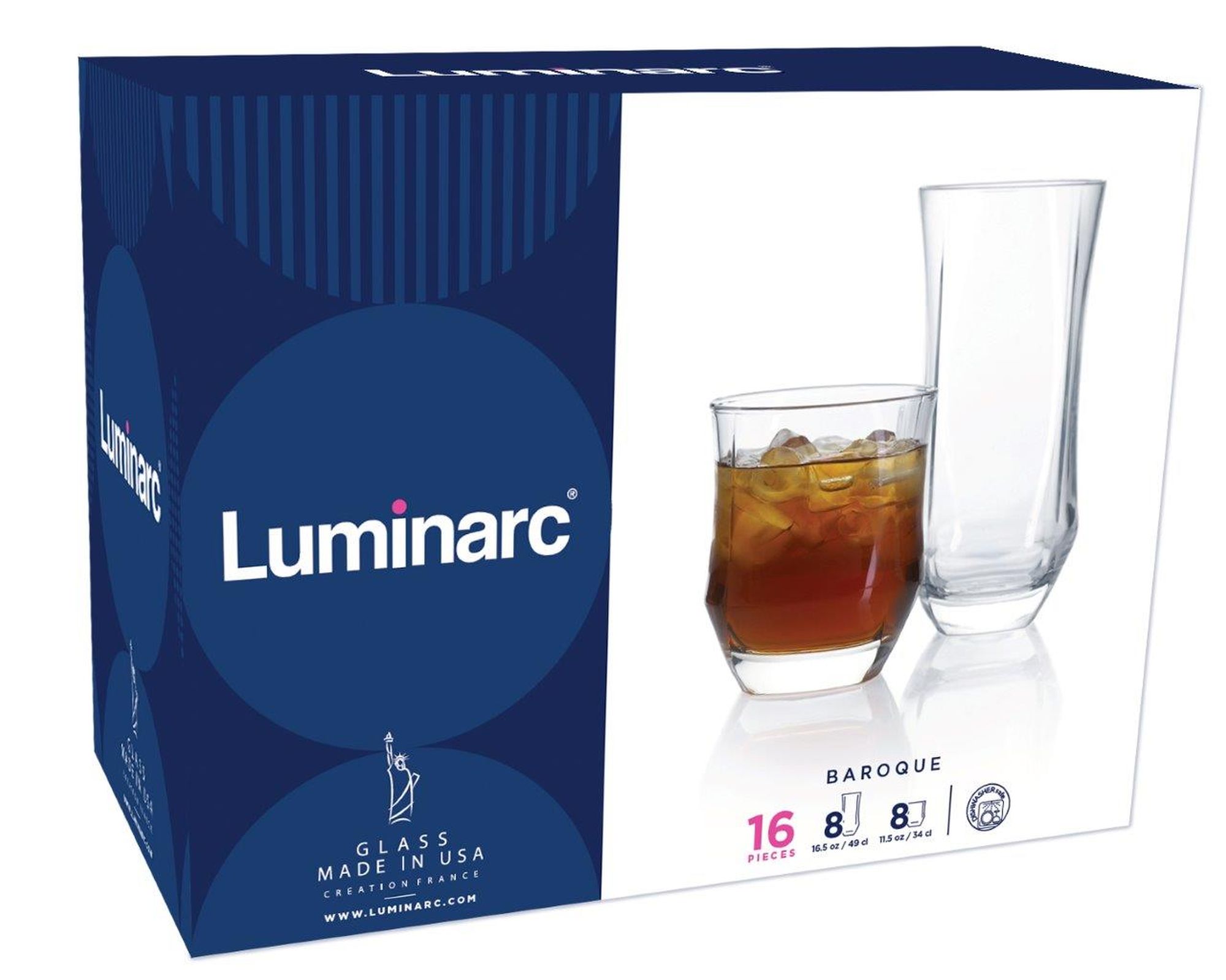 Luminarc 16-Piece Baroque Tumbler Set - Clear