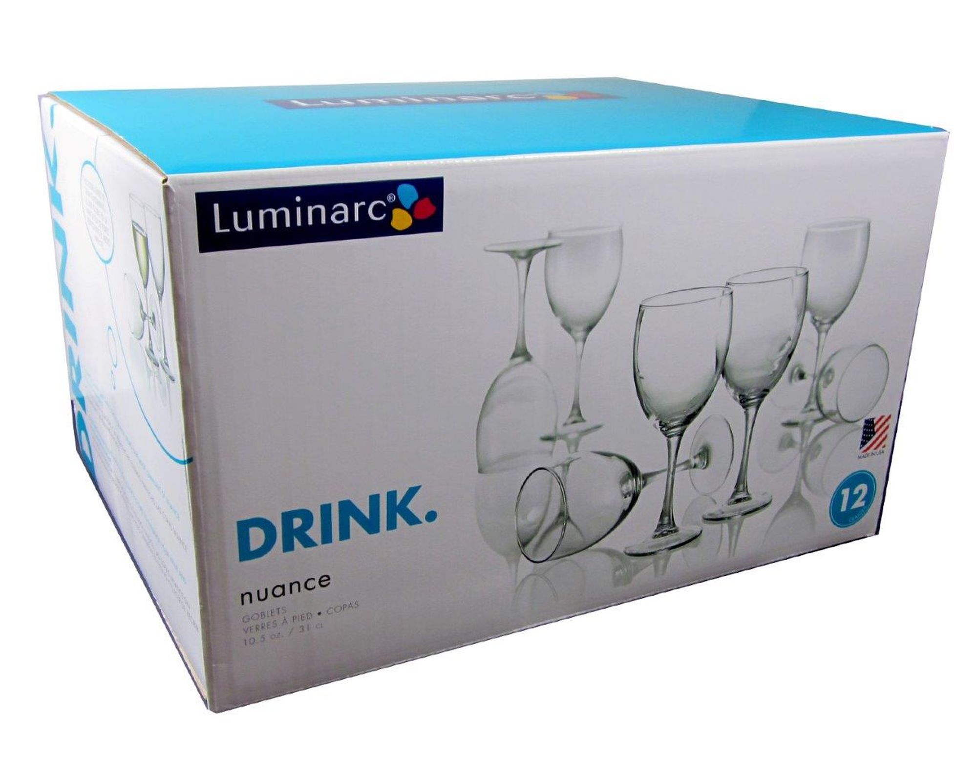 Luminarc 10 oz. Set of 12 Nuance Wine Goblets - Clear