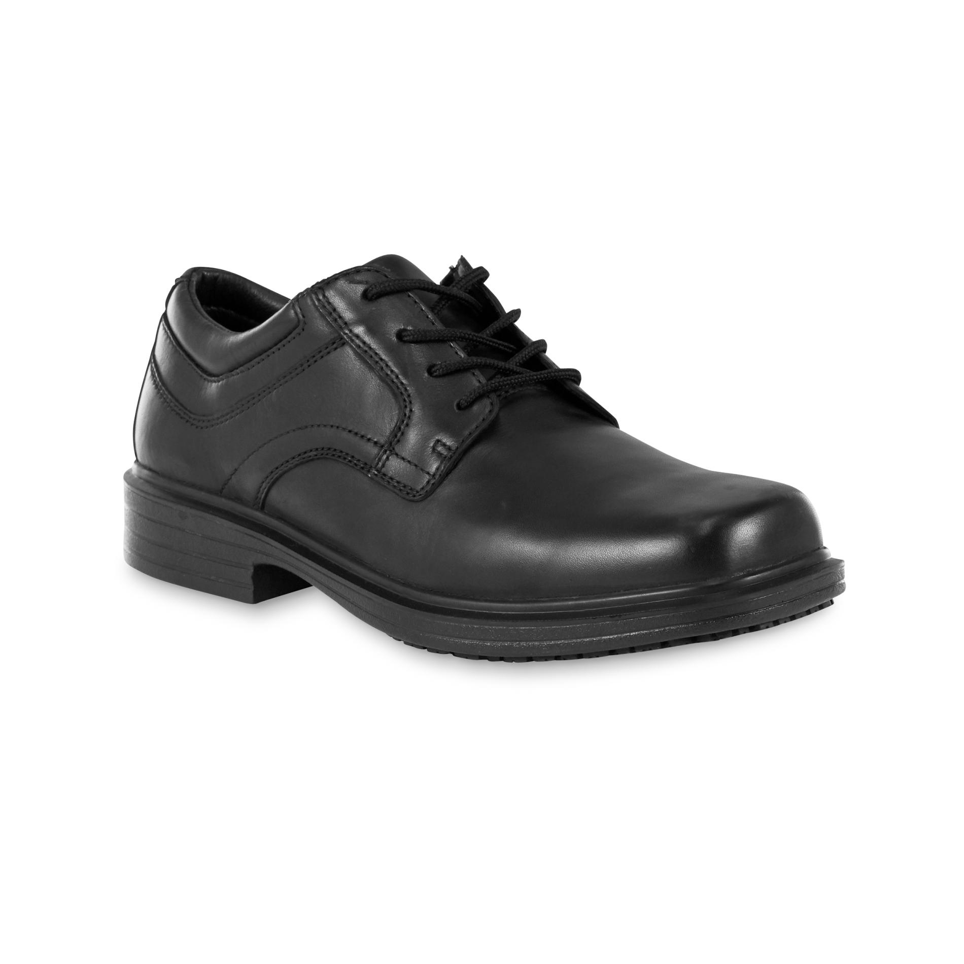 mens black slip on work shoes