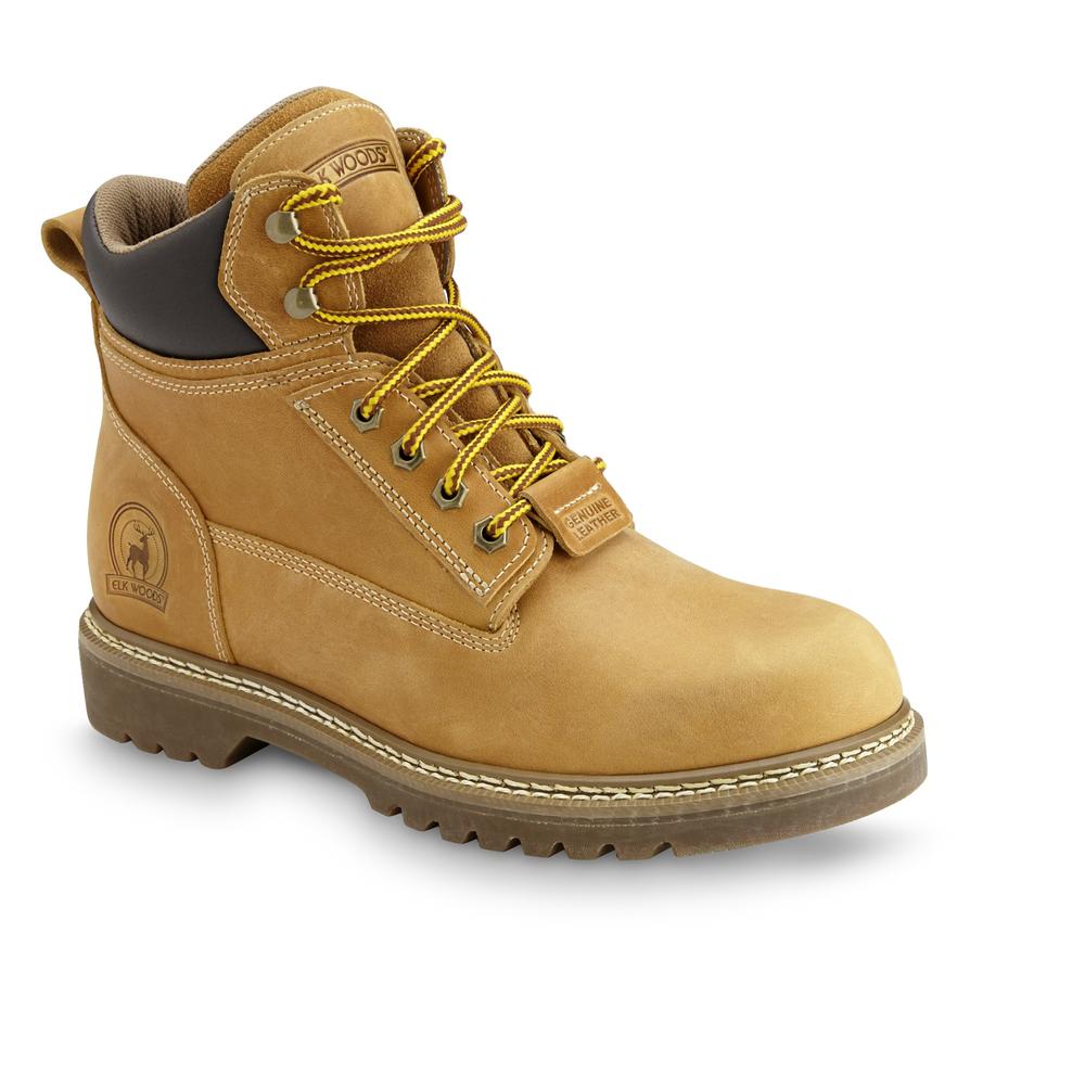 Elk Woods Men's Soft Toe Slip Resistant 6" Hiker Work Boot- Wheat