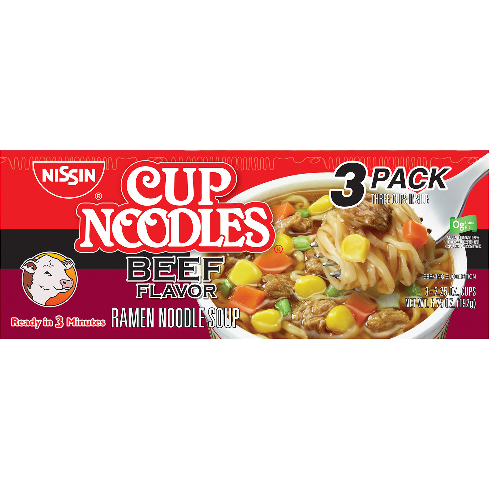Cup Noodles Ramen Noodle Soup Beef Flavor - 3 ct