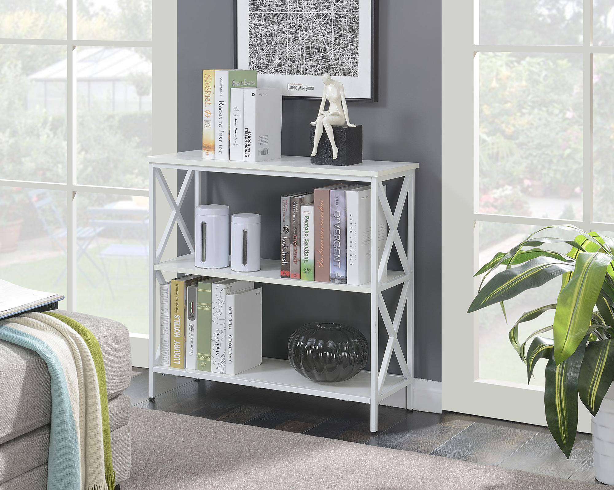 Convenience Concepts Tucson 3 Tier Bookcase, White Convenience Concepts Tucson 3 Tier Bookcase, White